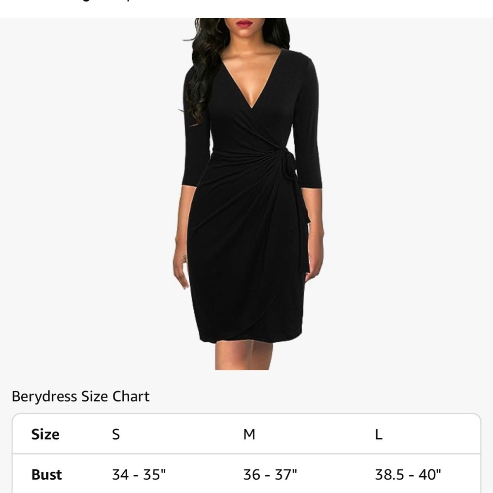 Black Ruched Wrap Cocktail Dress